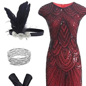 Red and black Gatsby dress. Size XL